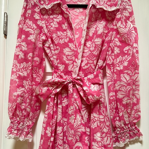 Pink Floral Long Robe - Picture 5 of 12